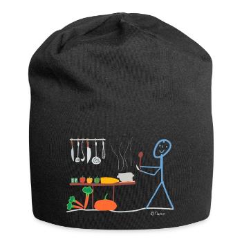 Koch Strtichmännchen, Beruf Hobby Essen Freizeit - Jersey-Beanie - Schwarz - Vorne