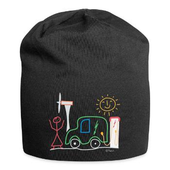 Electric car Electricity Stick figure, regenerative - Jersey Beanie - black - Front