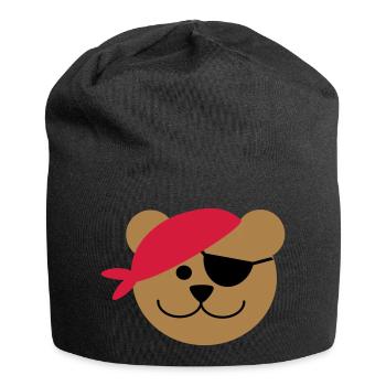 Piratenbär - Jersey-Beanie - Schwarz - Vorne