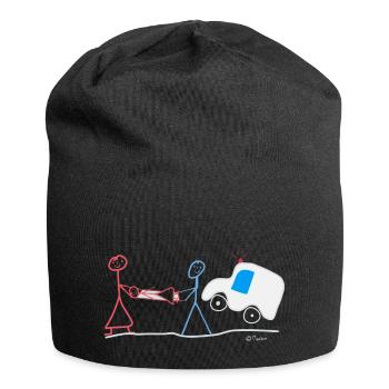 Sauvetage Strichmännchen Urgence Urgence Intervention urgence - Bonnet en jersey - noir - Devant