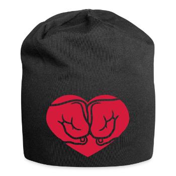 rot symbol herz liebe 2 beste freunde einschlagen - Jersey-Beanie - Schwarz - Vorne
