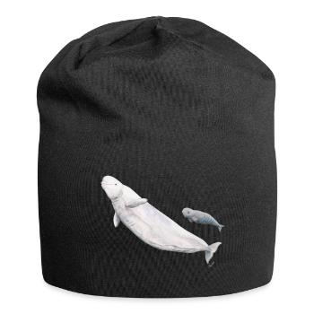 Beluga weiß und ihr Kalb - Beluga und Kalb - Jersey-Beanie - Schwarz - Vorne