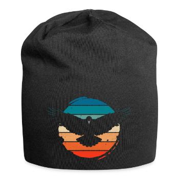 Krähe Rabe Vogel Vintage Retro Design - Jersey-Beanie - Schwarz - Vorne
