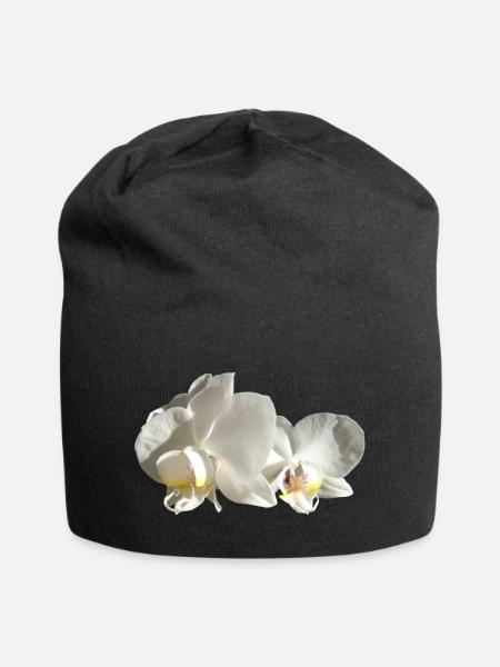 Orchidee weiß - Jersey-Beanie - Schwarz