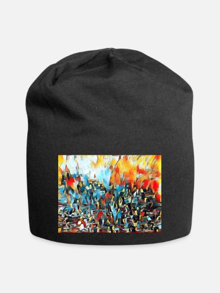 Moderne Kunst - Jersey-Beanie - Schwarz
