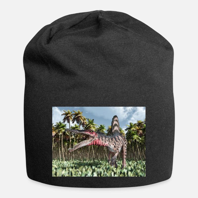 Dinosaurier Spinosaurus im Dschungel - Jersey-Beanie - Schwarz