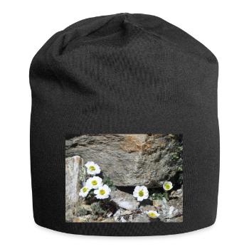 Fleurs alpines - Bonnet en jersey - noir - Devant