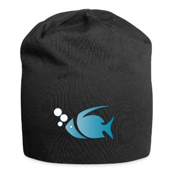 Fish, aquarium, aquarium hobby - Jersey-Beanie - Schwarz - Vorne