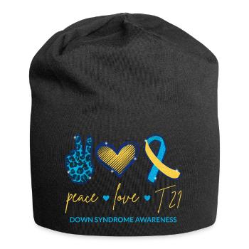 Peace Love T21 - Down Syndrome Awareness I - Bonnet en jersey - noir - Devant