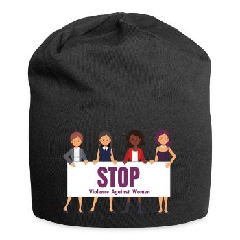 Tshirt stop domestic violence against women - Jersey Beanie - black - Front