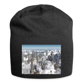 Futuristische Hochhäuser in einer Megastadt - Jersey-Beanie - Schwarz - Vorne
