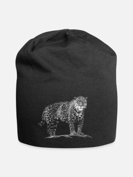 Leopard - Jersey-Beanie - Schwarz