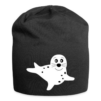 phoque phoque blanc phoques phoques animaux - Bonnet en jersey - noir - Devant