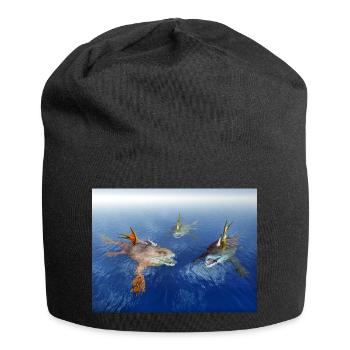 Monstrous fish in the open sea - Jersey Beanie - black - Front