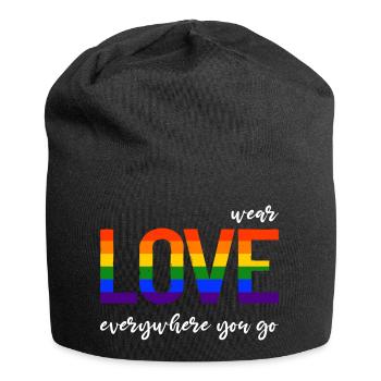 Wear love everywhere you go - LGBTQI Gay Pride CSD - Jersey-Beanie - Schwarz - Vorne