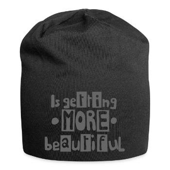 wird schöner grau - Jersey-Beanie - Schwarz - Vorne
