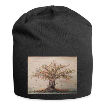 Herbst 2022 - Jersey-Beanie - Schwarz - Vorne