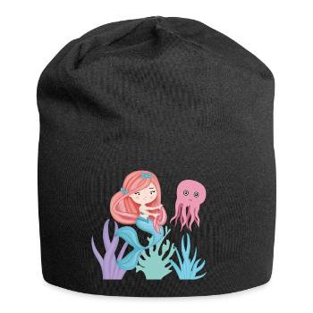 Die kleine Sirene mit ihrem Oktopusfreund - Jersey-Beanie - Schwarz - Vorne