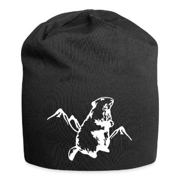 Marmot with mountains - Jersey Beanie - black - Front