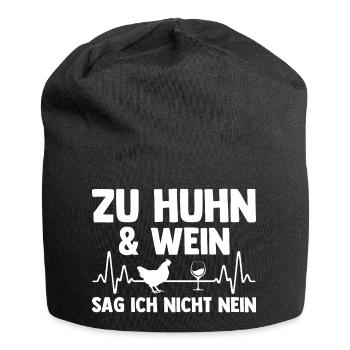 Huhn Landwirt Bauernhof Wein Hühner - Jersey-Beanie - Schwarz - Vorne