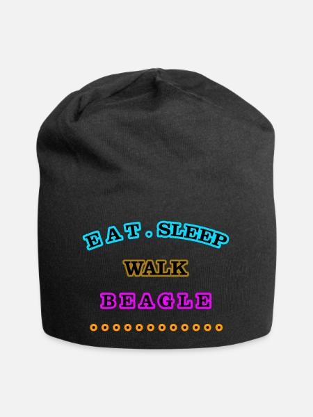Eat, Sleep, Walk, Beagle - Jersey Beanie - black
