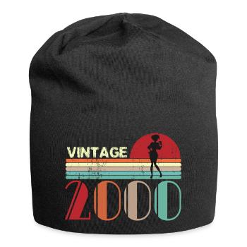 Vintage 2000 Birthday retro sunset design - Jersey Beanie - black - Front