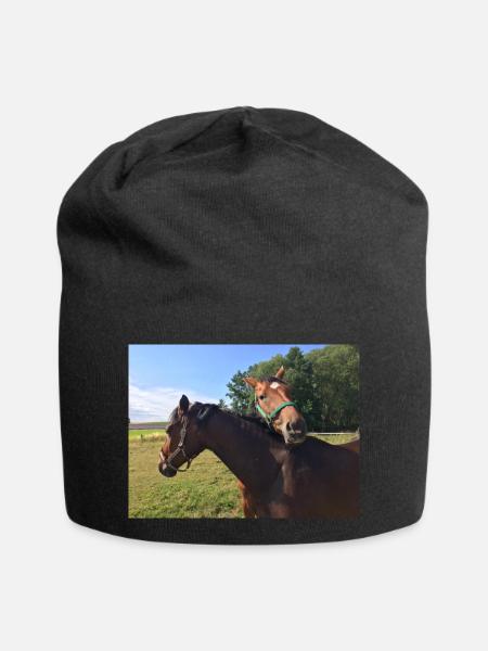 Pferde - Jersey-Beanie - Schwarz