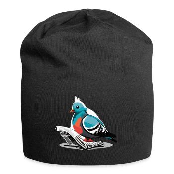 Pidgeon lisant le journal (Animaux magiques) - Bonnet en jersey - noir - Devant