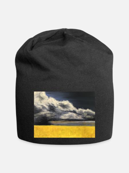 Rabsfeld vor Gewitterwolken - Jersey-Beanie - Schwarz
