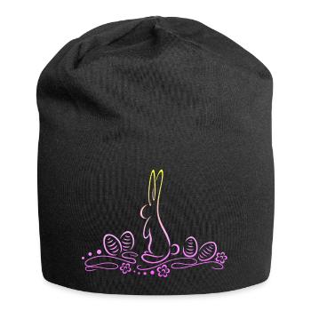Silhouette de lapin de Pâques avec des œufs de Pâques - Bonnet en jersey - noir - Devant