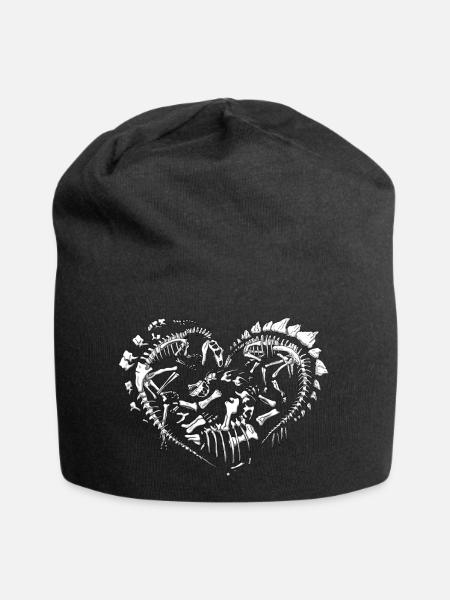 Dinosaurier Herz Geologie Paläontologie - Jersey-Beanie - Schwarz