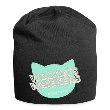 Wolkin's Whiskers- A cat logo - Jersey Beanie - black - Front