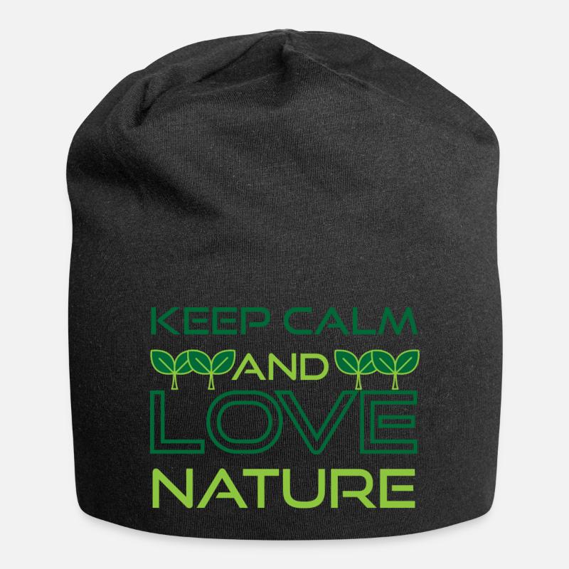 Keep Calm and Love Nature - Jersey Beanie - black