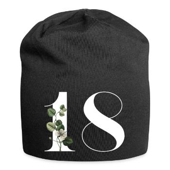 Numéro 18 floral vert -18e anniversaire floral - Bonnet en jersey - noir - Devant
