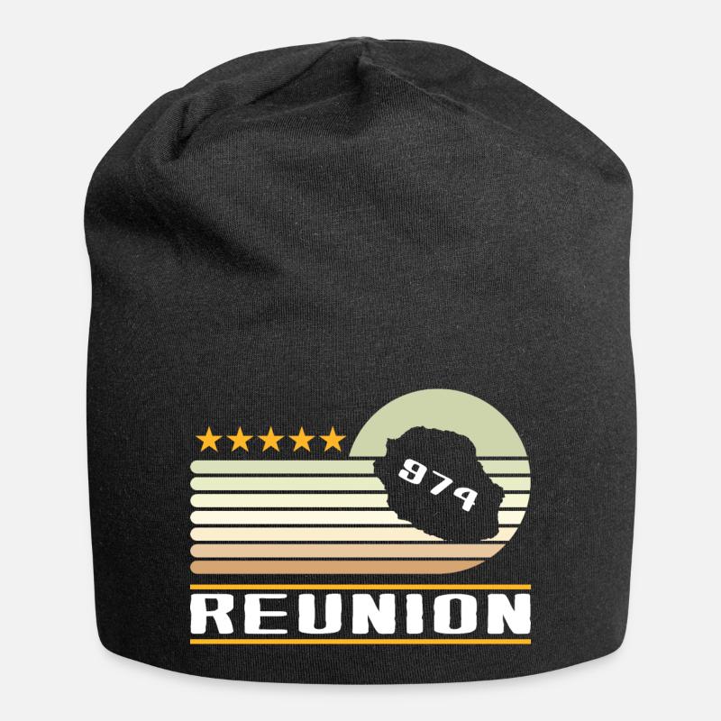 Geschenkidee Designkarte La Réunion 974 - Jersey-Beanie - Schwarz