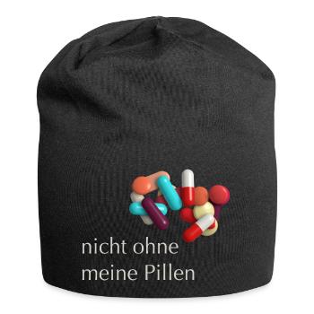 Nicht ohne meine Pillen - Jersey-Beanie - Schwarz - Vorne
