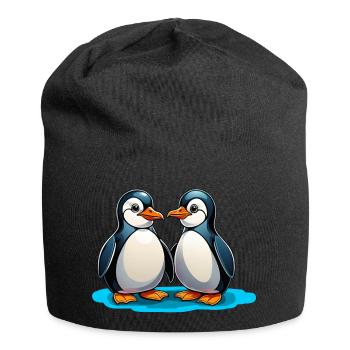 Deux pingouins - Bonnet en jersey - noir - Devant