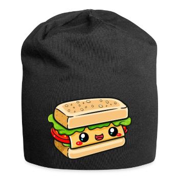 Sandwich mit Gesicht - Jersey-Beanie - Schwarz - Vorne
