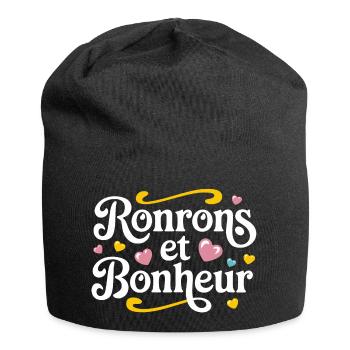 Ronrons et bonheur - Bonnet en jersey - noir - Devant