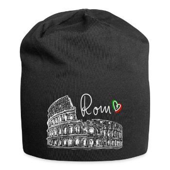 Handgezeichnetes Kolosseum Rom Weiß auf Schwarz - Jersey-Beanie - Schwarz - Vorne