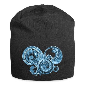 Blaues Ornament - Jersey-Beanie - Anthrazit - Vorne