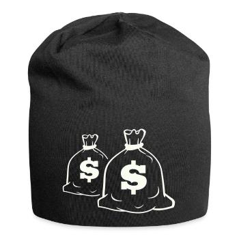 Geldsack Motiv Design - Jersey-Beanie - Schwarz - Vorne