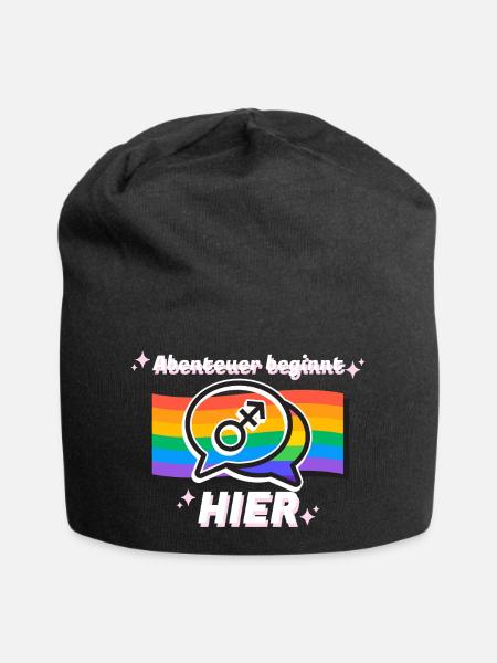 Abenteuer beginnt hier Pride Symbol - Jersey-Beanie - Schwarz