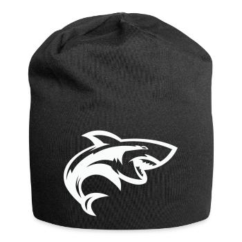 Stilisierter Hai-Kopf - Jersey-Beanie - Schwarz - Vorne