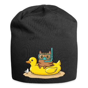 Taucherkatze auf Gummi Ente - Jersey-Beanie - Schwarz - Vorne