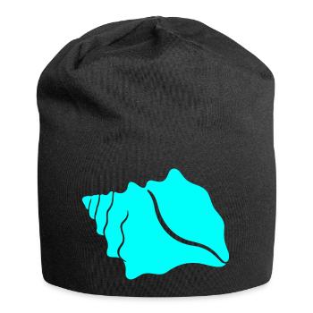 Rangée de coquillages bleu turquoise - Bonnet en jersey - noir - Devant
