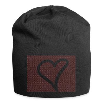 Red Dot Heart Contour - Jersey Beanie - black - Front