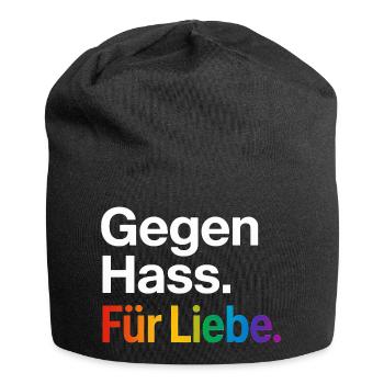 Regenbogen Liebe Statement Spruch Shirt CSD - Jersey-Beanie - Schwarz - Vorne