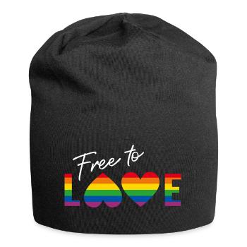 LGBTQIA+ free to love Rainbow Flag - Jersey Beanie - black - Front