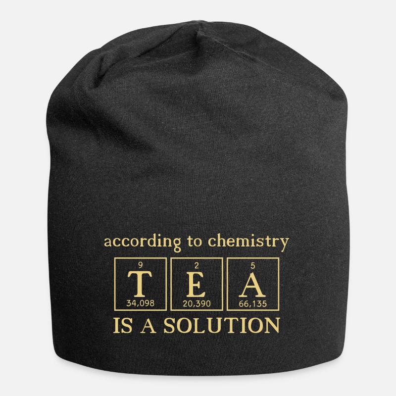 Tea is a solution - teabag chemistry elements - Jersey Beanie - black